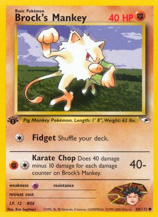 Brock's Mankey (68/132) 1st Edition [Vintage: Gym Heroes] Pokemon Single Pokémon
