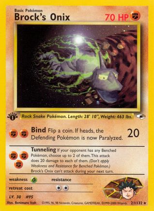 Brock's Onix (21/132) 1st Edition [Vintage: Gym Heroes] Pokemon Single Pokémon