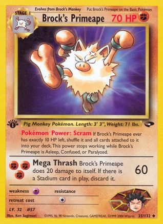 Brock's Primeape (35/132) 1st Edition [Vintage: Gym Challenge] Pokemon Single Pokémon