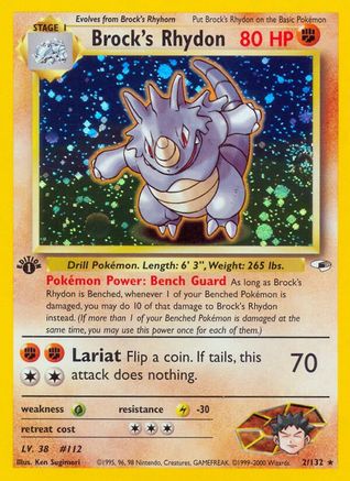 Brock's Rhydon (2/132) 1st Edition Holofoil [Vintage: Gym Heroes] Pokemon Single Pokémon