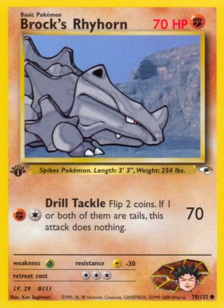 Brock's Rhyhorn (70/132) 1st Edition [Vintage: Gym Heroes] Pokemon Single Pokémon