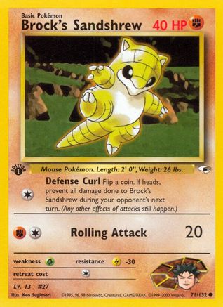 Brock's Sandshrew (71/132) 1st Edition [Vintage: Gym Heroes] Pokemon Single Pokémon