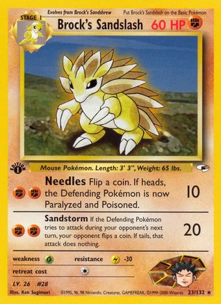 Brock's Sandslash (23/132) 1st Edition [Vintage: Gym Heroes] Pokemon Single Pokémon