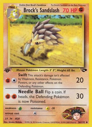 Brock's Sandslash (36/132) 1st Edition [Vintage: Gym Challenge] Pokemon Single Pokémon