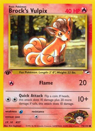 Brock's Vulpix (73/132) 1st Edition [Vintage: Gym Heroes] Pokemon Single Pokémon