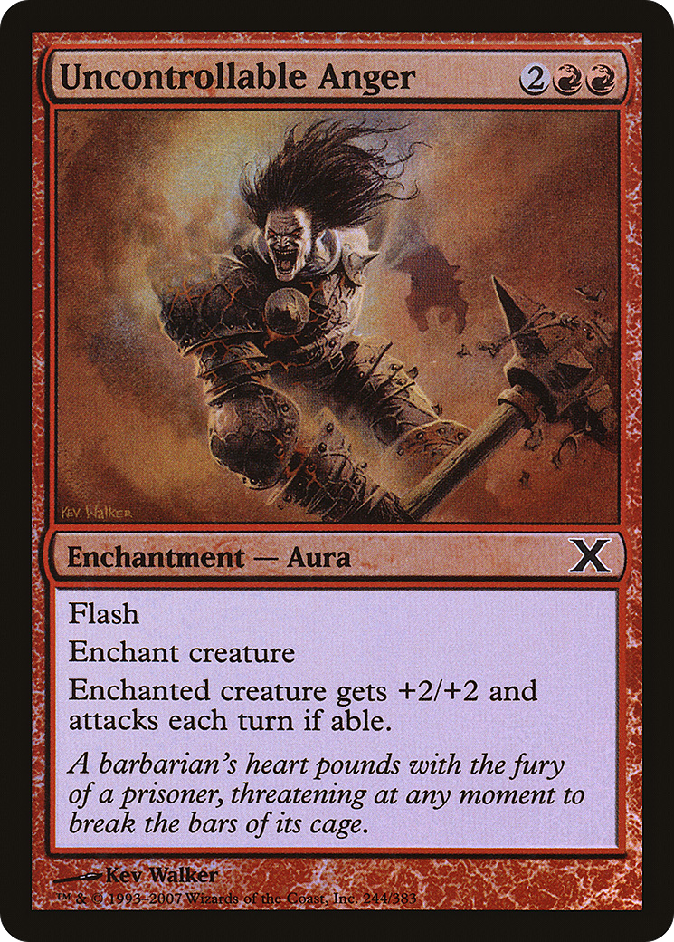 Uncontrollable Anger (10E-244★) [Tenth Edition] Foil MTG Single Wizards of the Coast