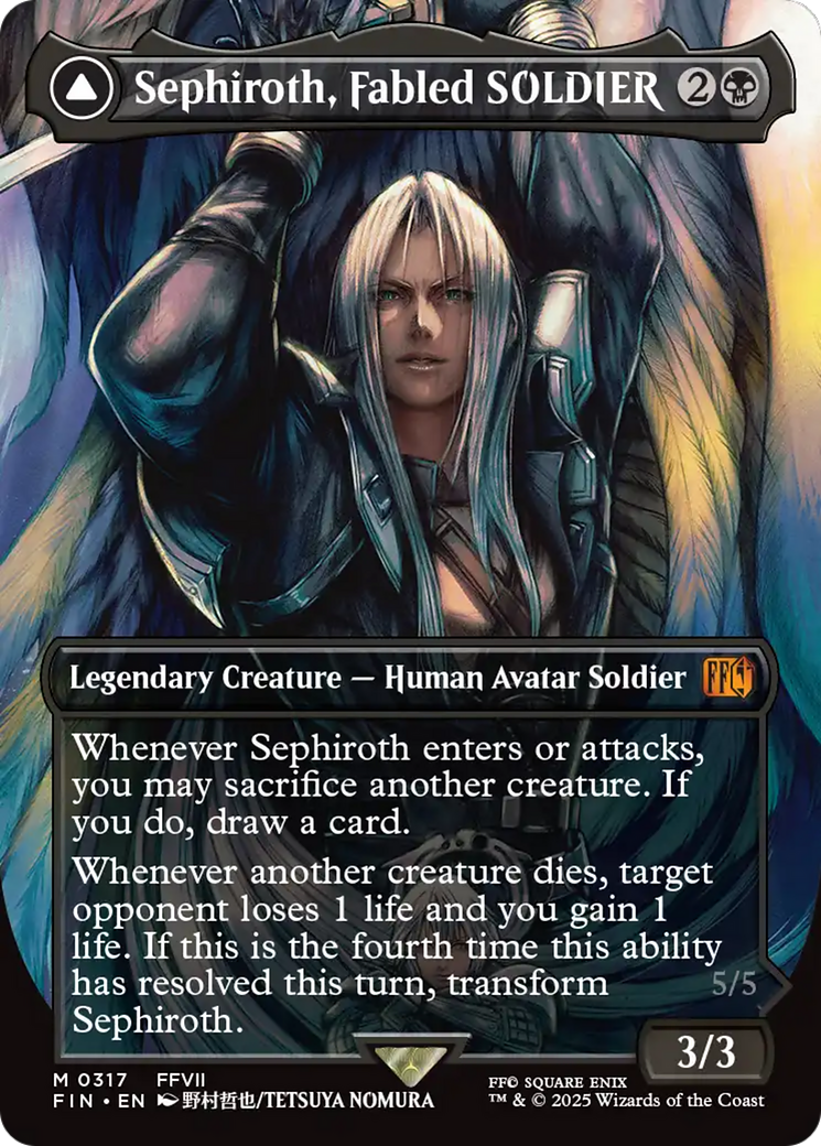 Sephiroth, Fabled SOLDIER // Sephiroth, One-Winged Angel (FIN-317) [FINAL FANTASY] (Borderless) MTG Single Wizards of the Coast