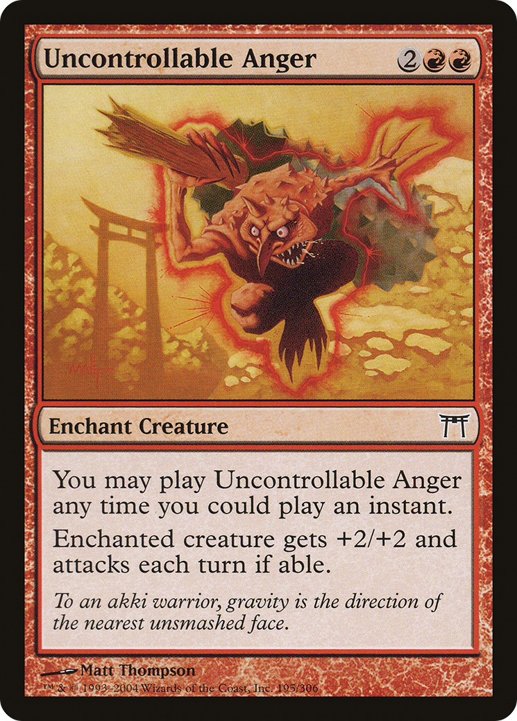 Uncontrollable Anger (CHK-195) [Champions of Kamigawa] Foil MTG Single Wizards of the Coast