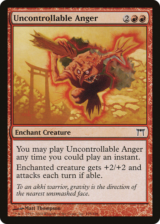 Uncontrollable Anger (CHK-195) [Champions of Kamigawa] Foil MTG Single Wizards of the Coast