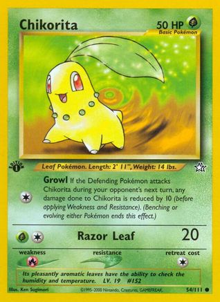 Chikorita (54/111) 1st Edition [Vintage: Neo Genesis] Pokemon Single Pokémon