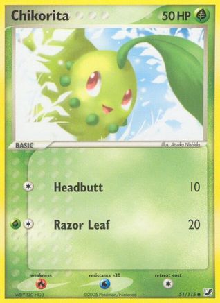 Chikorita (51/115) Reverse Holofoil [EX: Unseen Forces] Pokemon Single Pokémon