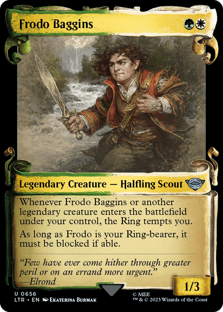 Frodo Baggins (Showcase Scrolls) (LTR-656) [The Lord of the Rings: Tales of Middle-earth] (Showcase) MTG Single Wizards of the Coast
