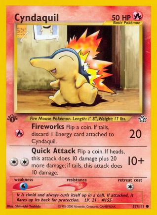 Cyndaquil (57) (57/111) - [Vintage: Neo Genesis] 1st Edition Pokemon Single Pokémon