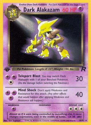 Dark Alakazam (18/82) 1st Edition [Vintage: Team Rocket] Pokemon Single Pokémon