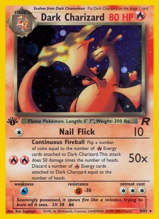 Dark Charizard (4) (4/82) - [Vintage: Team Rocket] 1st Edition Holofoil Pokemon Single Pokémon
