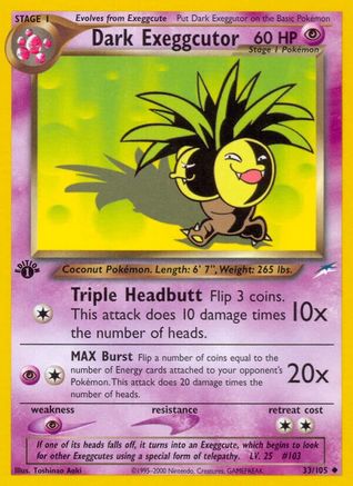 Dark Exeggcutor (33/105) 1st Edition [Vintage: Neo Destiny] Pokemon Single Pokémon