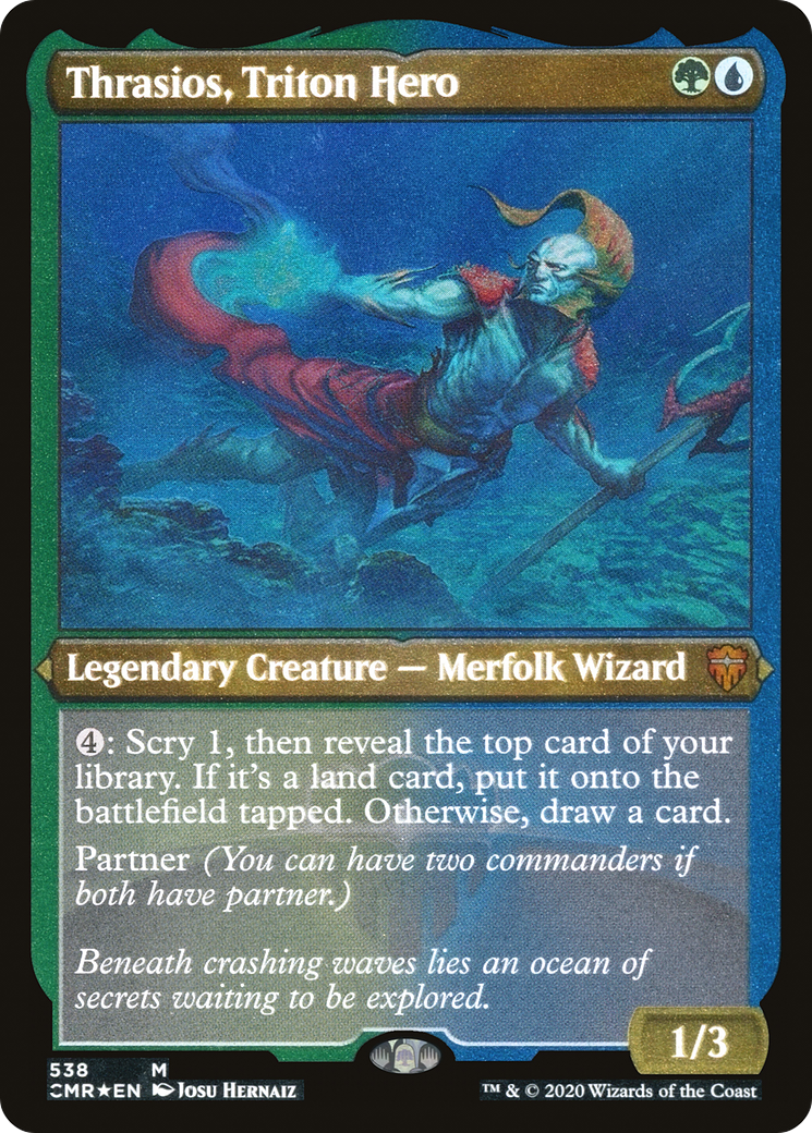 Thrasios, Triton Hero (Foil Etched) (CMR-538) [Commander Legends] Foil MTG Single Wizards of the Coast