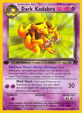 Dark Kadabra (39/82) 1st Edition [Vintage: Team Rocket] Pokemon Single Pokémon