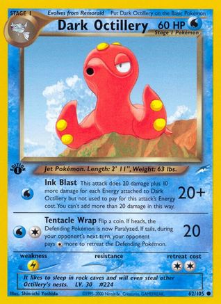 Dark Octillery (62/105) 1st Edition [Vintage: Neo Destiny] Pokemon Single Pokémon
