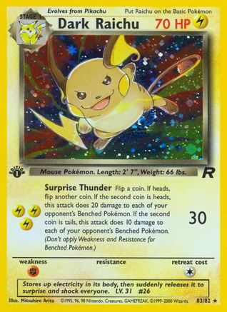 Dark Raichu (83/82) 1st Edition Holofoil [Vintage: Team Rocket] Pokemon Single Pokémon