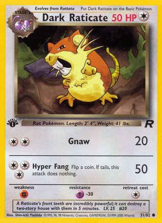 Dark Raticate (51/82) 1st Edition [Vintage: Team Rocket] Pokemon Single Pokémon