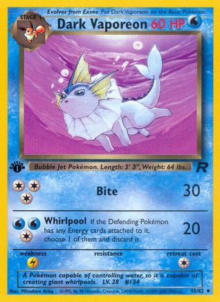 Dark Vaporeon (45/82) 1st Edition [Vintage: Team Rocket] Pokemon Single Pokémon