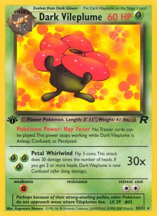 Dark Vileplume (30/82) 1st Edition [Vintage: Team Rocket] Pokemon Single Pokémon