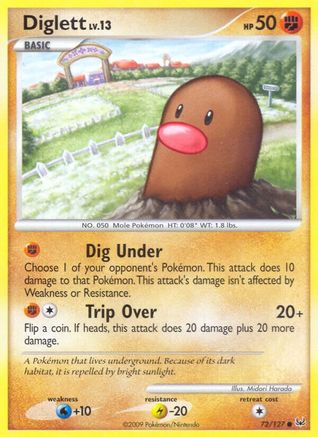 Diglett (72/127) Reverse Holofoil [Platinum: Base set] Pokemon Single Pokémon