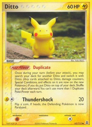 Ditto - 63/113 (Pikachu) (63/113) [EX: Delta Species] Pokemon Single Pokémon