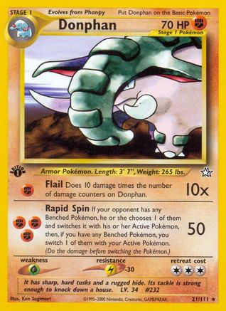 Donphan (21/111) 1st Edition [Vintage: Neo Genesis] Pokemon Single Pokémon