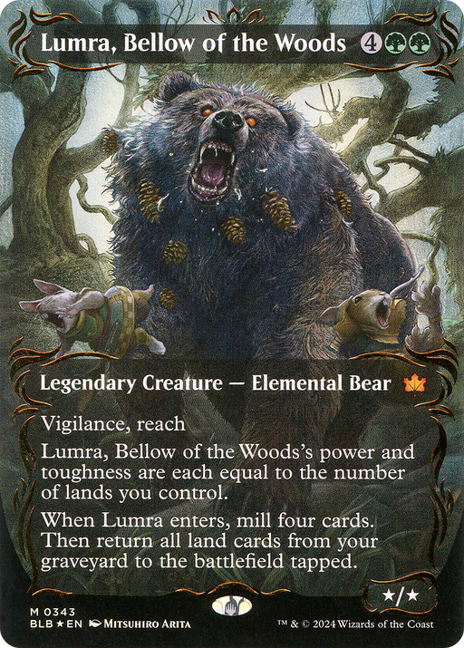Lumra, Bellow of the Woods (Raised Foil) (BLB-343) [Bloomburrow] (Showcase) (Borderless) Foil MTG Single Wizards of the Coast