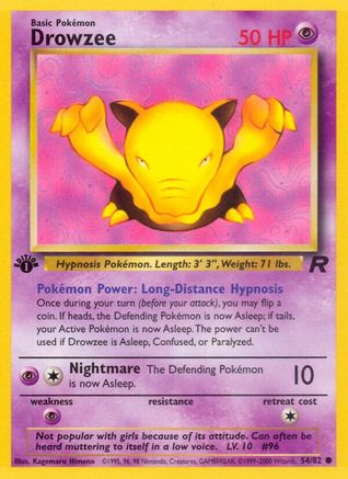 Drowzee (54/82) 1st Edition [Vintage: Team Rocket] Pokemon Single Pokémon