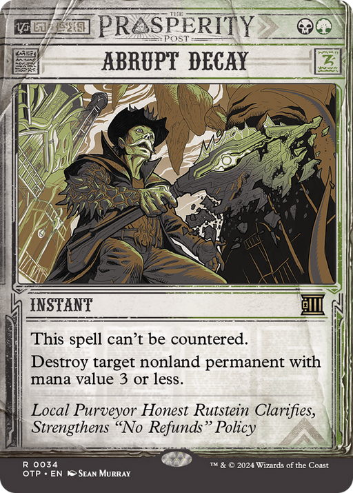 Abrupt Decay (OTP-034) [Breaking News] (Showcase) (Borderless) MTG Single Wizards of the Coast