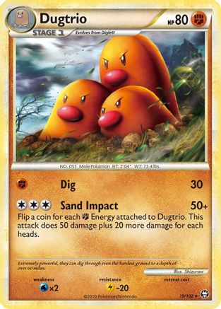 Dugtrio (19/102) Reverse Holofoil [HGSS: Triumphant] Pokemon Single Pokémon