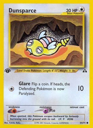 Dunsparce (54/75) 1st Edition [Vintage: Neo Discovery] Pokemon Single Pokémon