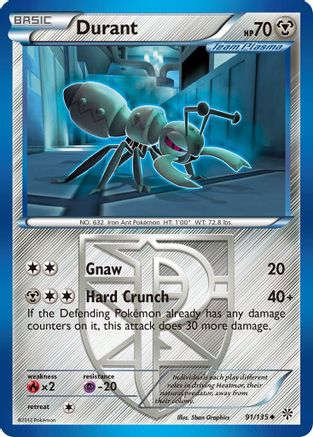 Durant (Team Plasma) (91/135) Reverse Holofoil [BW: Plasma Storm] Pokemon Single Pokémon