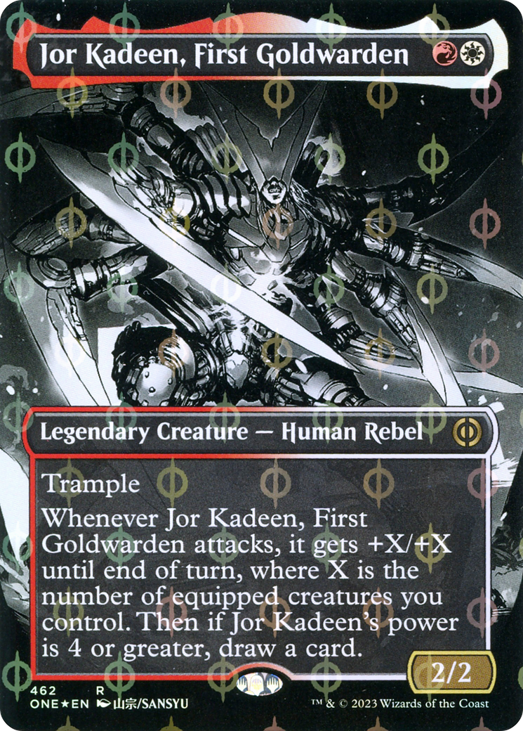 Jor Kadeen, First Goldwarden (Step-and-Compleat Foil) (ONE-462) [Phyrexia: All Will Be One] (Showcase) (Borderless) Foil MTG Single Wizards of the Coast