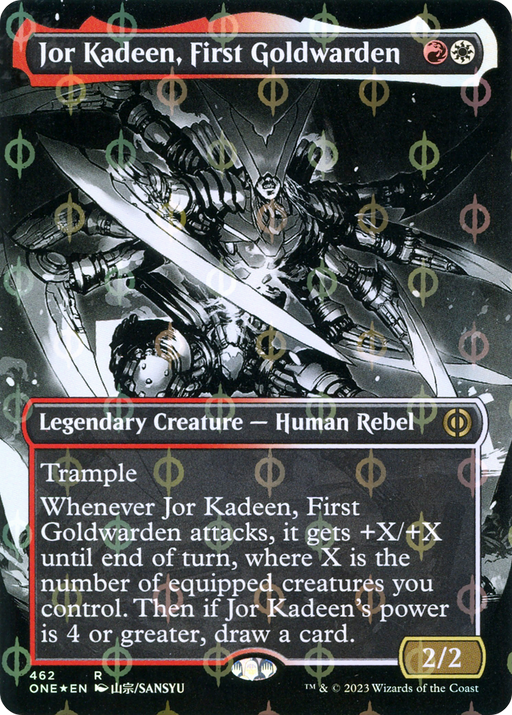 Jor Kadeen, First Goldwarden (Step-and-Compleat Foil) (ONE-462) [Phyrexia: All Will Be One] (Showcase) (Borderless) Foil MTG Single Wizards of the Coast