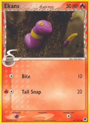 Ekans (Delta Species) (47/101) Reverse Holofoil [EX: Dragon Frontiers] Pokemon Single Pokémon