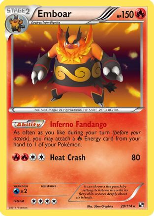 Emboar (20) (/114) Reverse Holofoil [BW: Base Set] Pokemon Single Pokémon