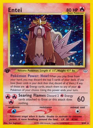 Entei (6) (/64) 1st Edition Holofoil [Vintage: Neo Revelation] Pokemon Single Pokémon