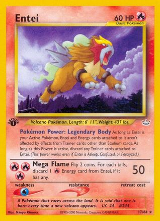 Entei (17/64) 1st Edition [Vintage: Neo Revelation] Pokemon Single Pokémon