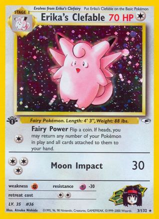 Erika's Clefable (3/132) 1st Edition Holofoil [Vintage: Gym Heroes] Pokemon Single Pokémon