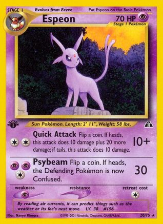 Espeon (20/75) 1st Edition [Vintage: Neo Discovery] Pokemon Single Pokémon
