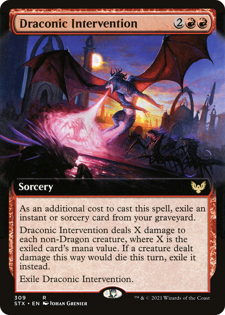 Draconic Intervention (STX-309) [Strixhaven: School of Mages] (Extended Art) MTG Single Wizards of the Coast