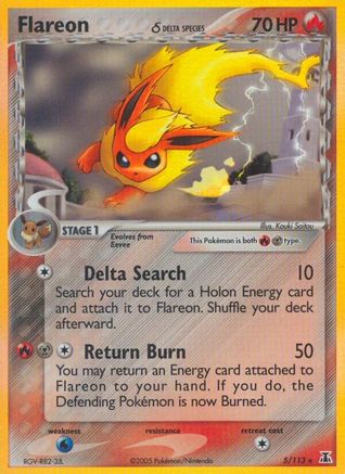 Flareon (Delta Species) (5/113) Holofoil [EX: Delta Species] Pokemon Single Pokémon
