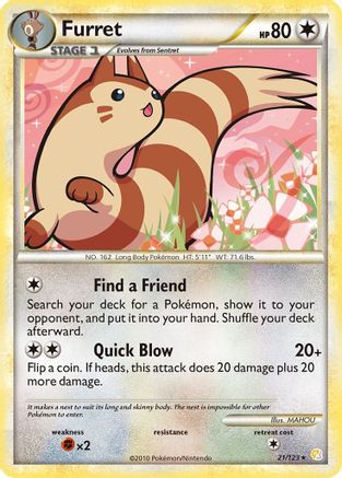 Furret (21/123) Reverse Holofoil [HGSS: Base Set] Pokemon Single Pokémon