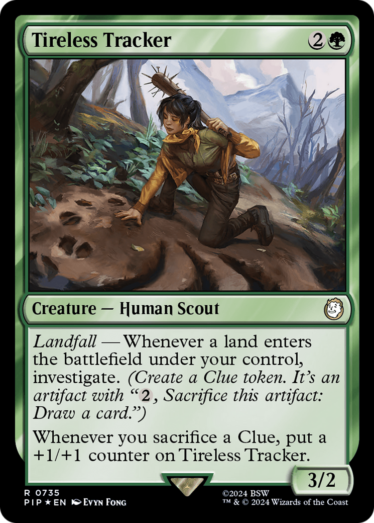 Tireless Tracker (Surge Foil) (PIP-735) [Fallout] Foil MTG Single Wizards of the Coast