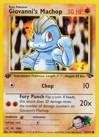Giovanni's Machop (72/132) 1st Edition [Vintage: Gym Challenge] Pokemon Single Pokémon