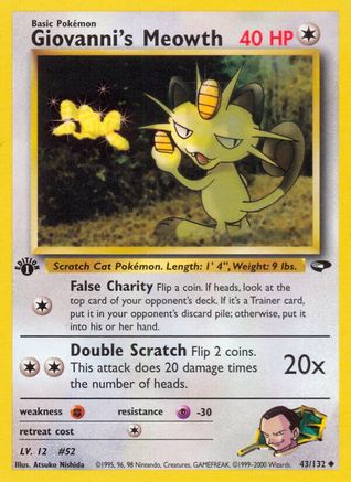 Giovanni's Meowth (43/132) 1st Edition [Vintage: Gym Challenge] Pokemon Single Pokémon